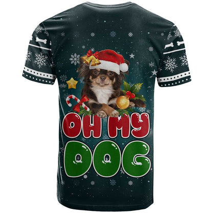 Chihuahua Oh My Dog Christmas T-Shirt Xmas Holiday Patterns Graphic Tee