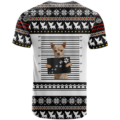 Chihuahua Personal Stalker Christmas T-Shirt Xmas Holiday Patterns Graphic Tee