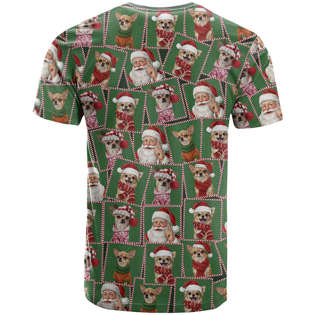 Chihuahua Santa Clau Christmas T-Shirt Xmas Holiday Patterns Graphic Tee
