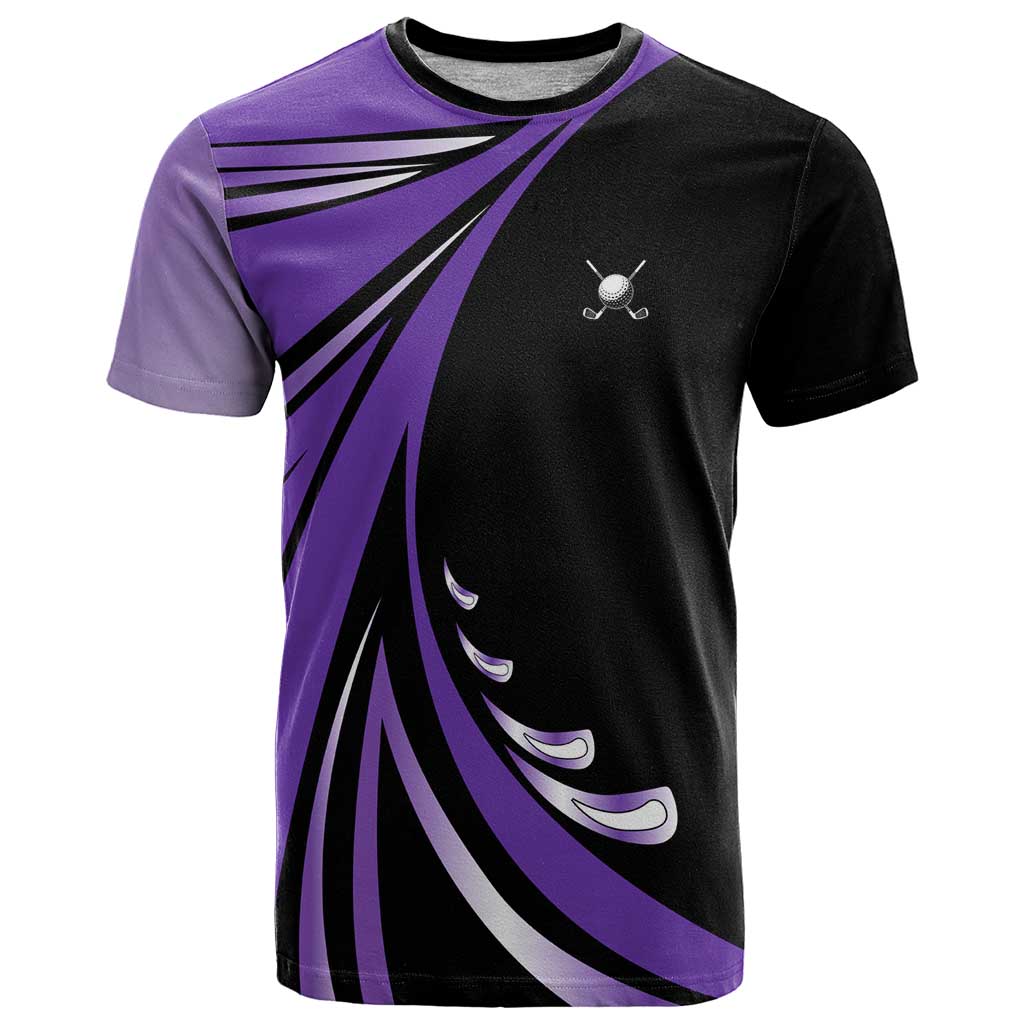 Personalized Purple Winged Golf Ball T-Shirt Bold Golf Graphic Design Graphic Tee