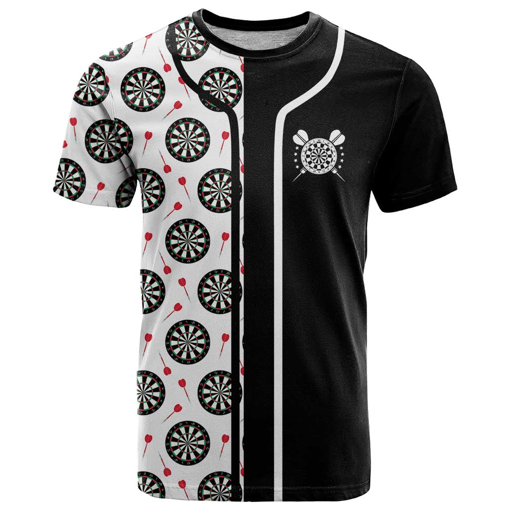 Personalized Black and White Dartboard T-Shirt Bullseye Target Design for Dart Players Graphic Tee