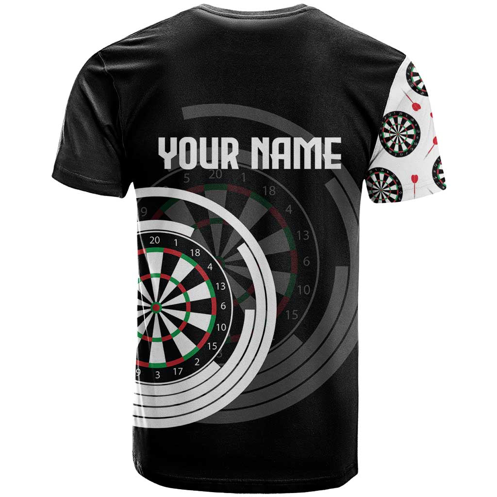 Personalized Black and White Dartboard T-Shirt Bullseye Target Design for Dart Players Graphic Tee
