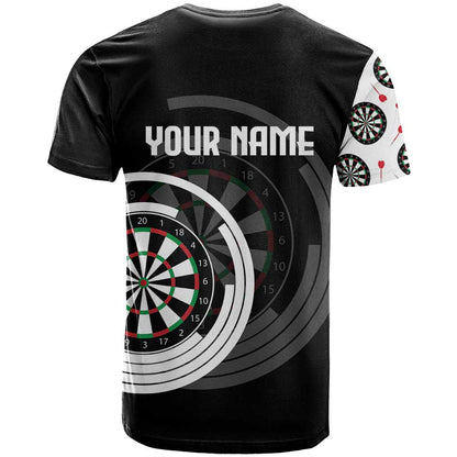 Personalized Black and White Dartboard T-Shirt Bullseye Target Design for Dart Players Graphic Tee
