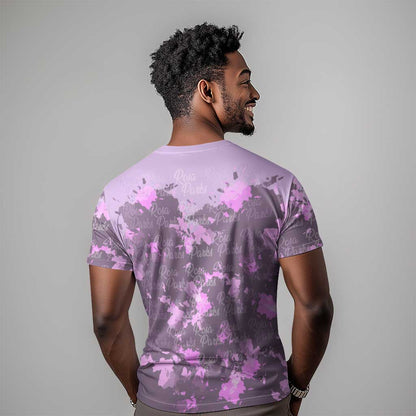 Rosa Parks T-Shirt Purple Floral Pattern Civil Rights Tribute Bold Name Repeated Text Design Graphic Tee