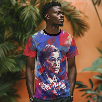 Rosa Parks T-Shirt Red Blue Abstract Art Portrait Sitting Down to Stand Up Quote Civil Rights Tribute Graphic Tee