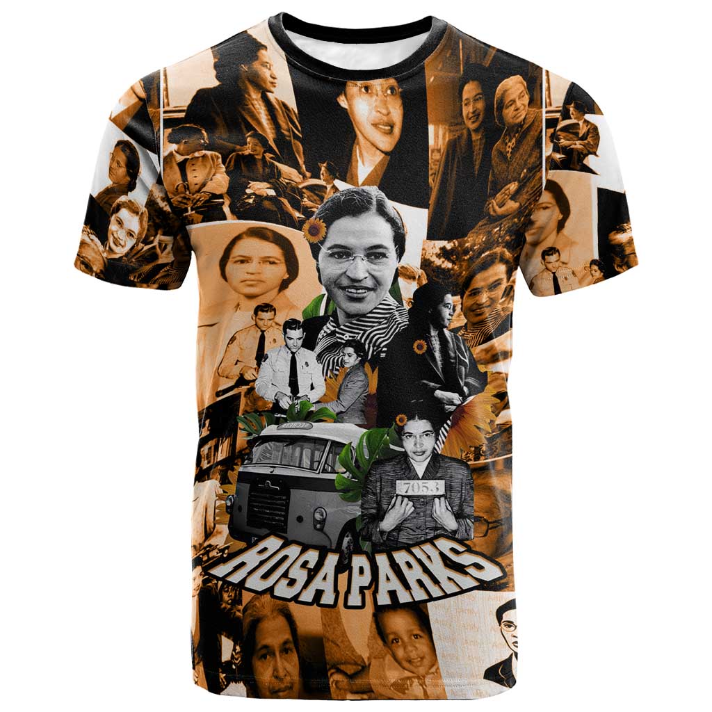 Rosa Parks T-Shirt Sepia Collage Design Civil Rights Icon I Believe There Is Only One Race Quote Graphic Tee