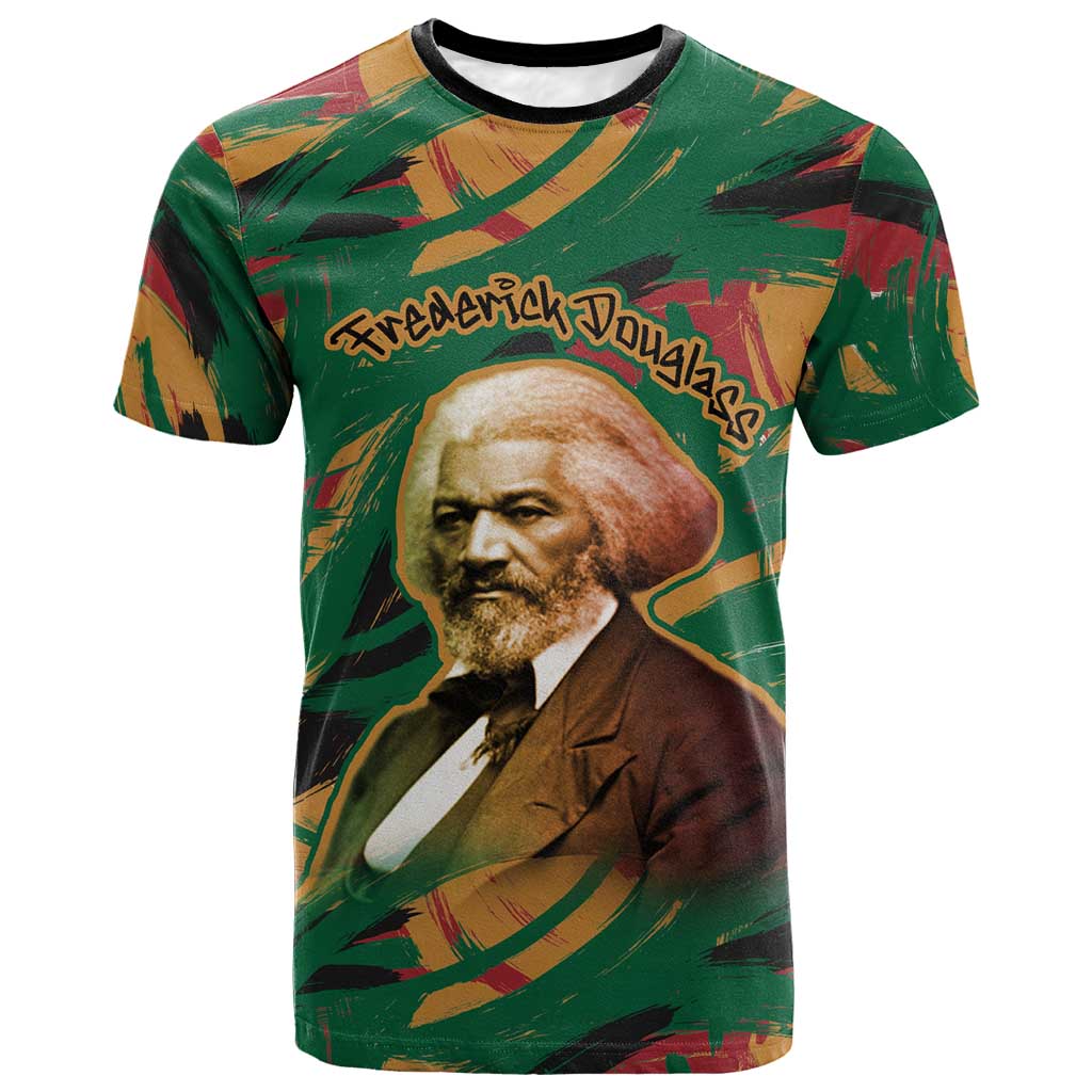 Frederick Douglass T-Shirt Green Abstract Design Civil Rights Leader Quote on Race and Humanity Graphic Tee