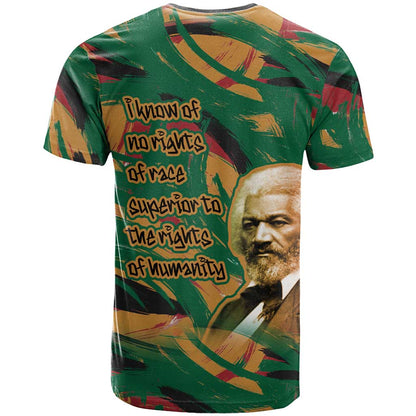 Frederick Douglass T-Shirt Green Abstract Design Civil Rights Leader Quote on Race and Humanity Graphic Tee