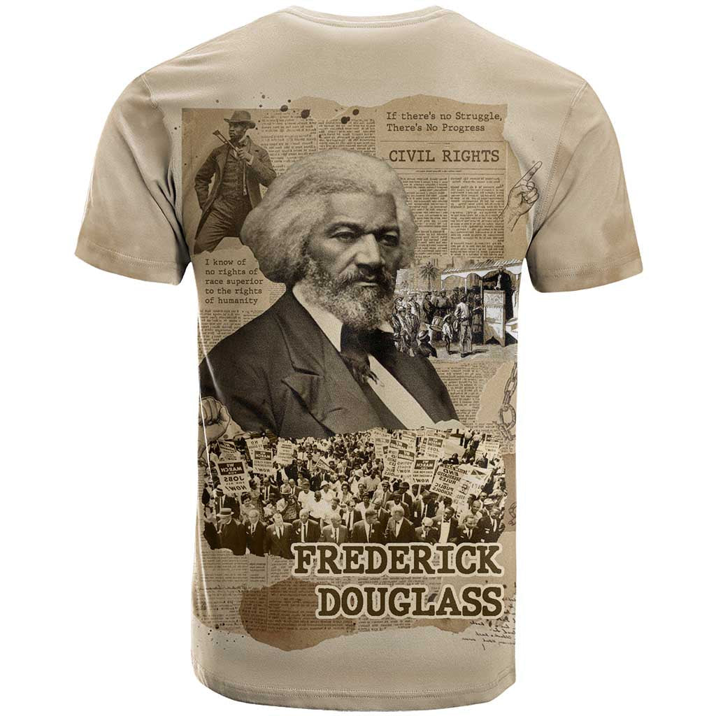 Frederick Douglass T-Shirt Sepia Newspaper Collage Civil Rights March Historic Quote Design Graphic Tee