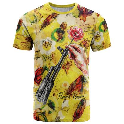 Make Love Not War T-Shirt Hippie Flower Power Revolution Graphic Tee