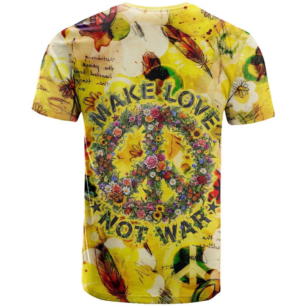 Make Love Not War T-Shirt Hippie Flower Power Revolution Graphic Tee