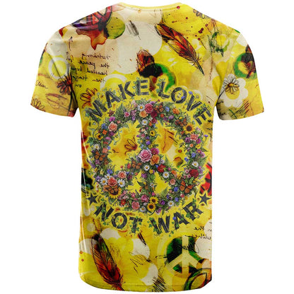 Make Love Not War T-Shirt Hippie Flower Power Revolution Graphic Tee