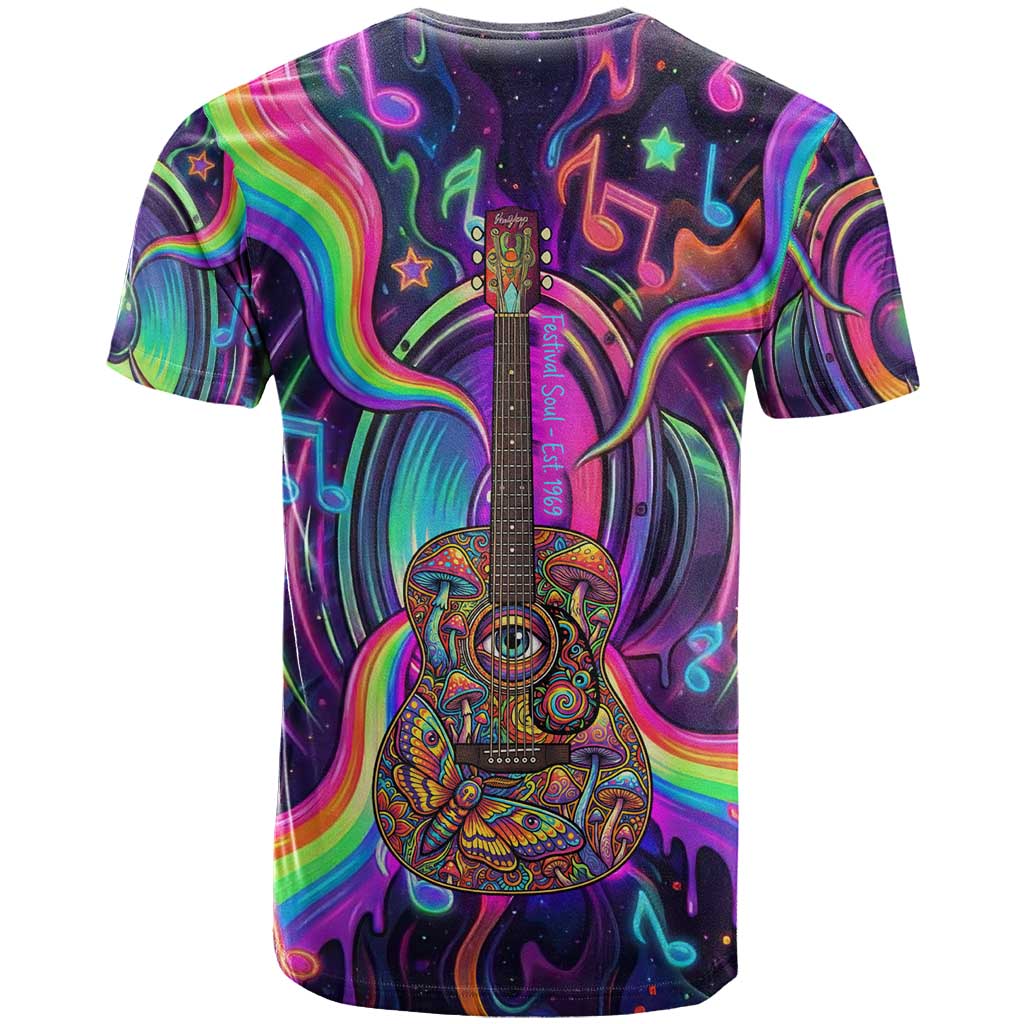 Trippy Guitar T-Shirt Festival Soul Psychedelic Music Vibes Since 1969 Graphic Tee