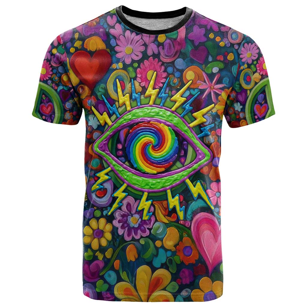 Psychedelic Visionary Woman Hippie T-Shirt Tune In, Turn On, Drop Out - Flower Power Awakening Graphic Tee