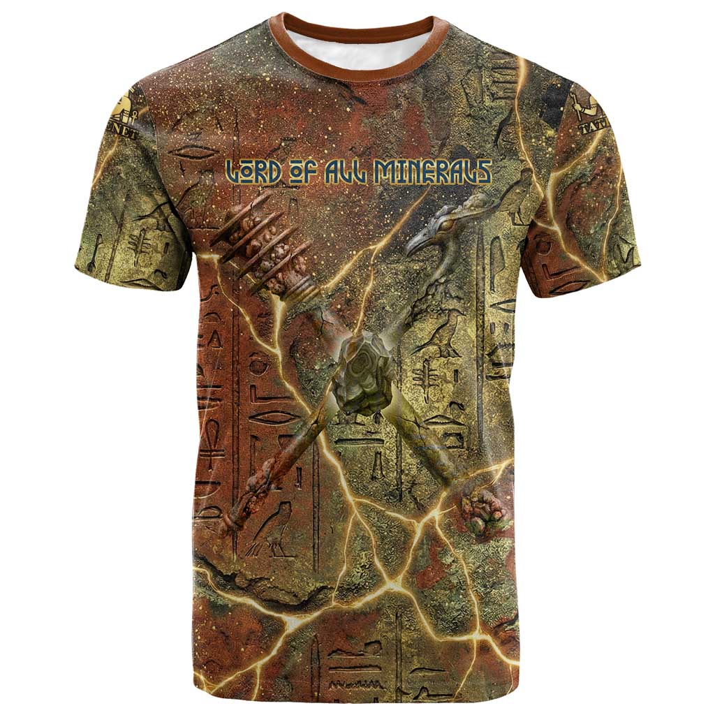 Tatenen Ancient Egyptian T-Shirt Father of the Gods Design with Minerals Graphic Tee