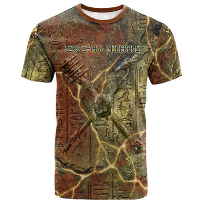 Tatenen Ancient Egyptian T-Shirt Father of the Gods Design with Minerals Graphic Tee