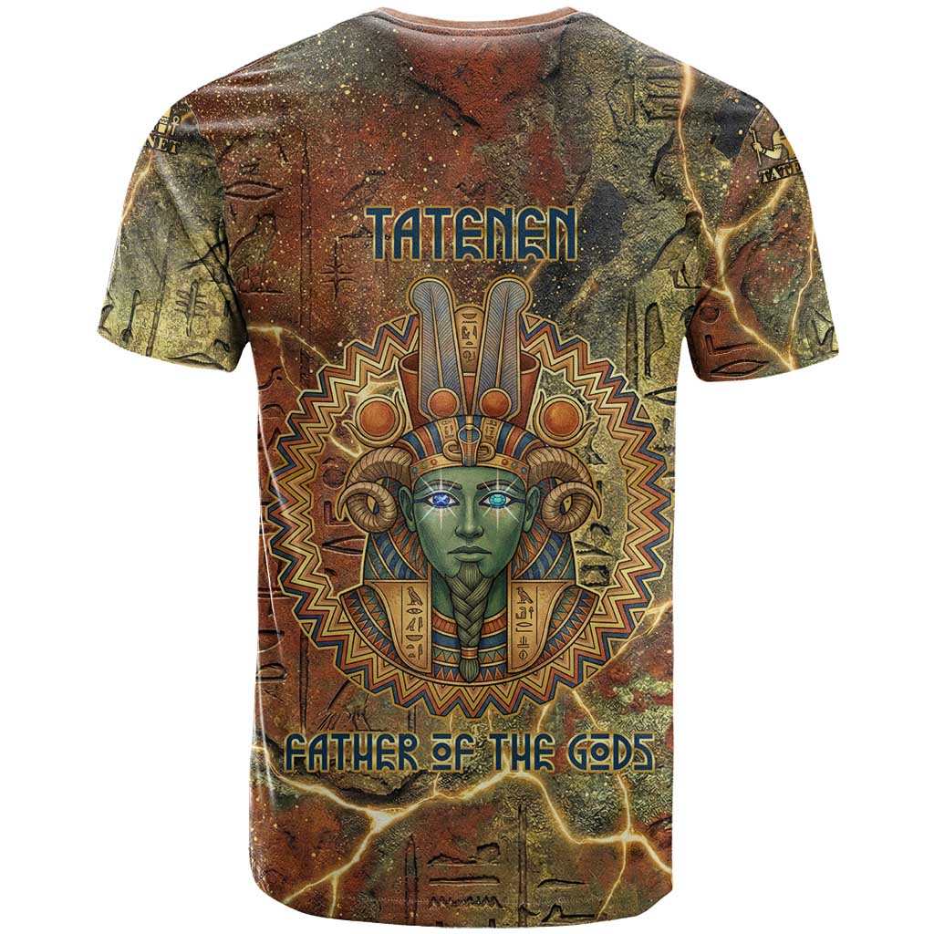 Tatenen Ancient Egyptian T-Shirt Father of the Gods Design with Minerals Graphic Tee