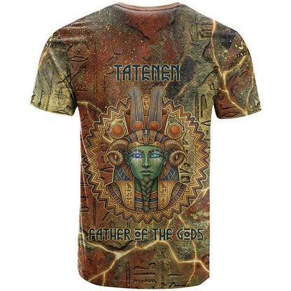 Tatenen Ancient Egyptian T-Shirt Father of the Gods Design with Minerals Graphic Tee