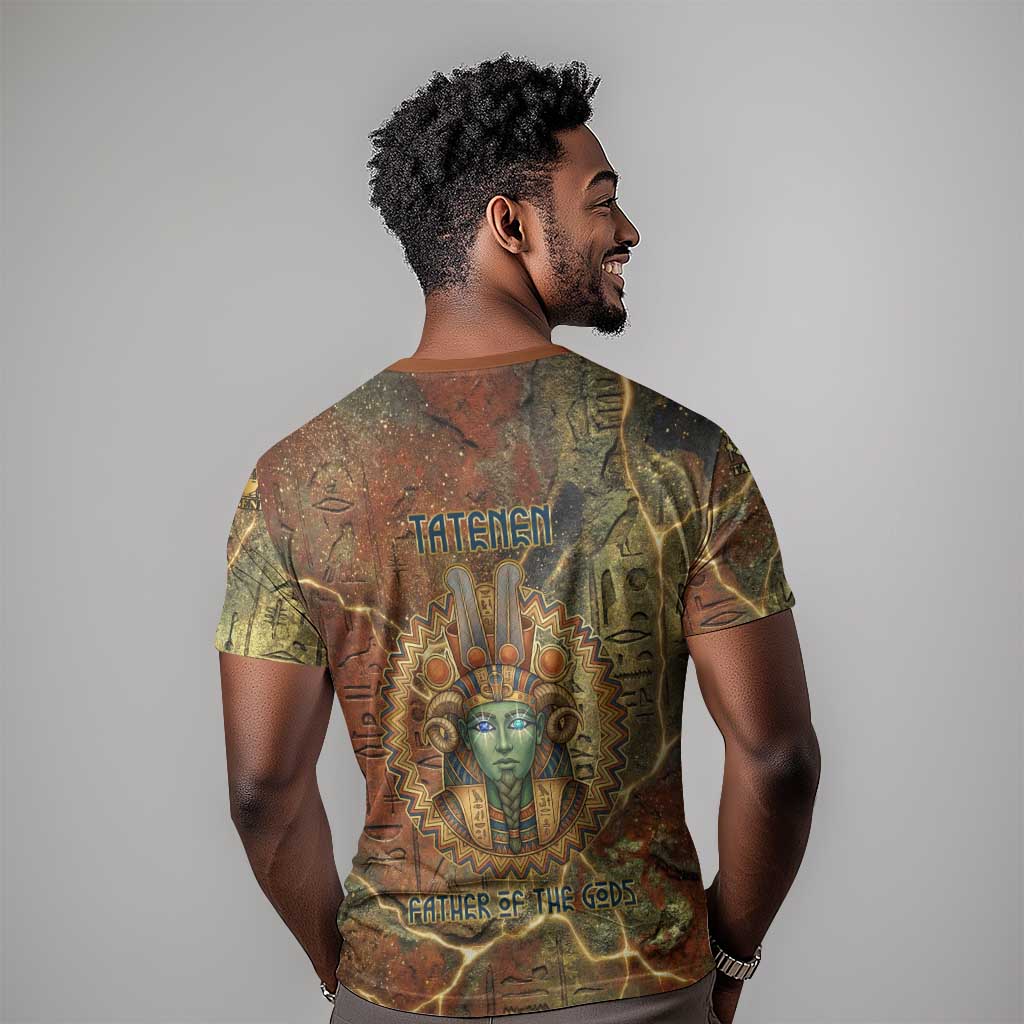 Tatenen Ancient Egyptian T-Shirt Father of the Gods Design with Minerals Graphic Tee