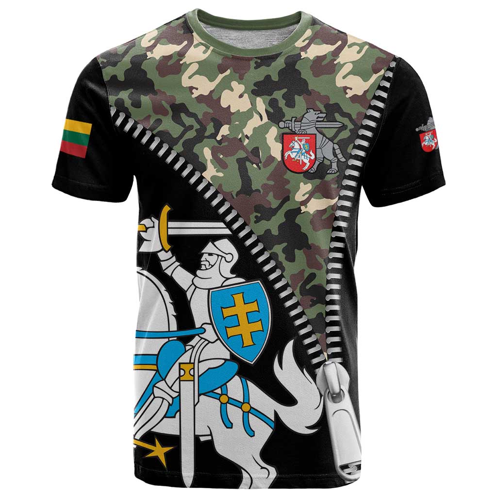 Lithuania's National Emblem T-Shirt with Military Motifs - Army-Inspired Design Graphic Tee