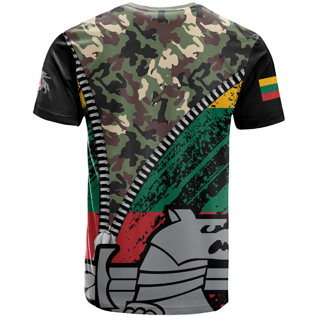 Lithuania's National Emblem T-Shirt with Military Motifs - Army-Inspired Design Graphic Tee