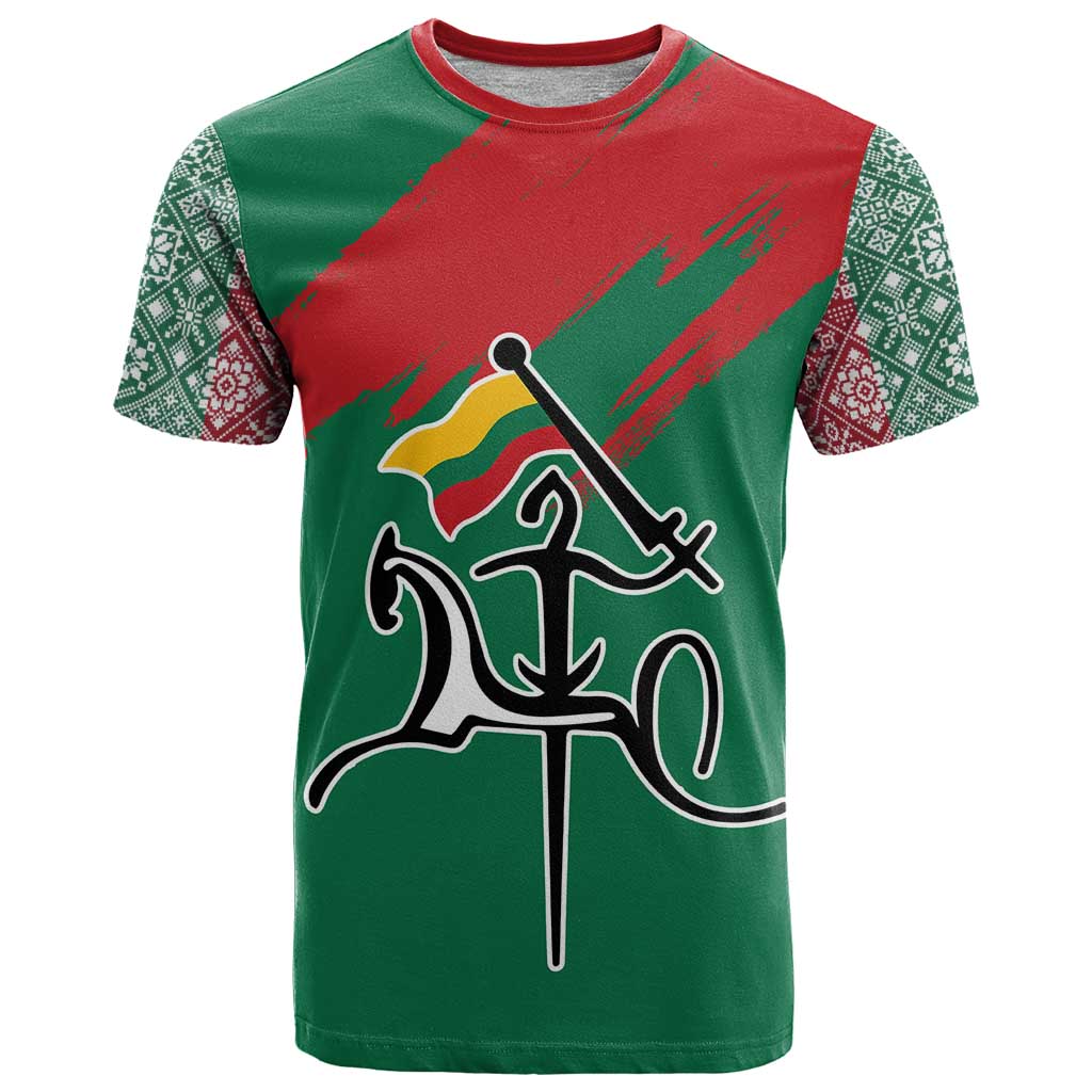 Lithuania Emblem T-Shirt National Symbol with Traditional Patterns Graphic Tee