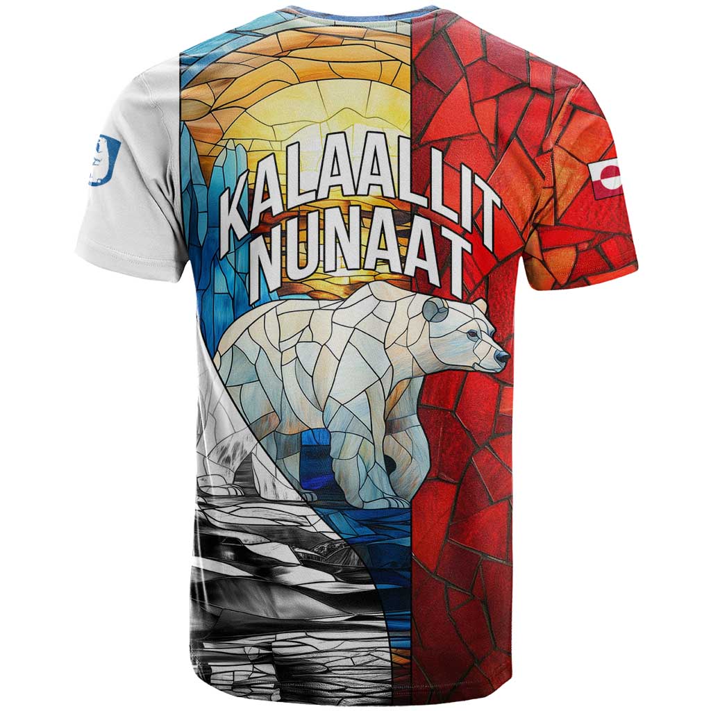 Kalaallit Nunaat Pride T-Shirt Polar Bear Spirit in Stained Glass Style Graphic Tee