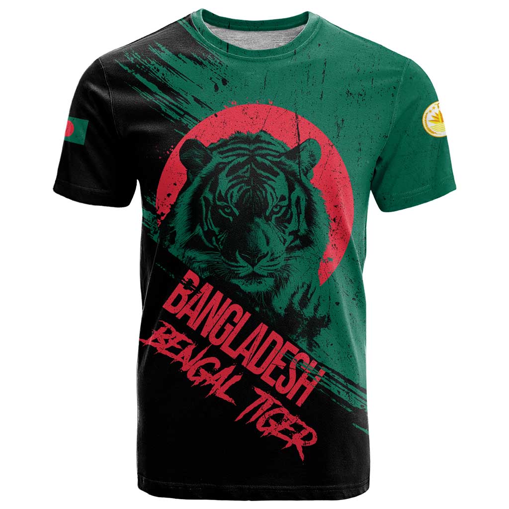 Bangladesh Bengal Tiger T-Shirt with National Flag and Emblem Design Graphic Tee