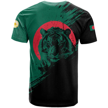 Bangladesh Bengal Tiger T-Shirt with National Flag and Emblem Design Graphic Tee