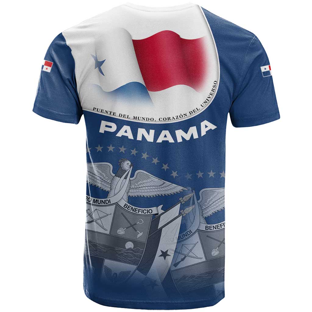 Panama National Flag T-Shirt with Canal Symbolism and Puente del Mundo Motto Design Graphic Tee