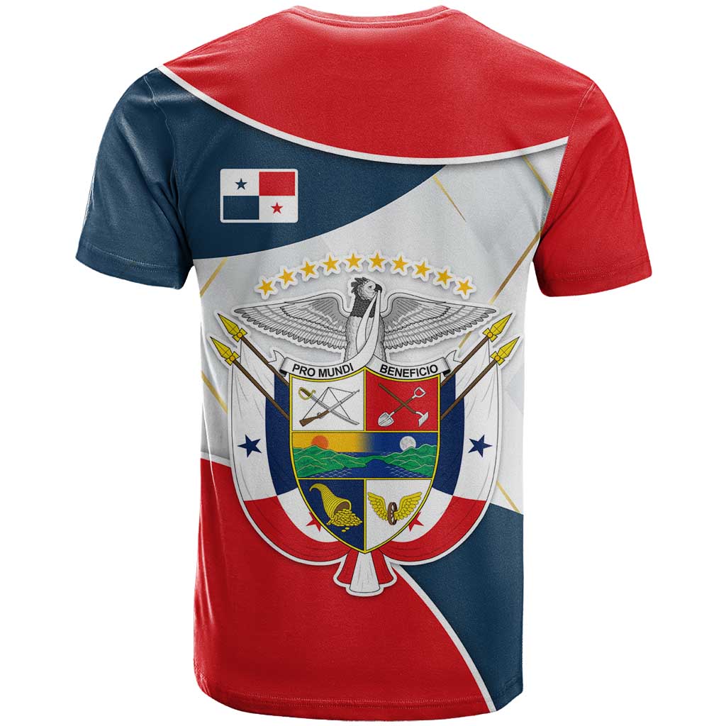 Panama City Skyline T-Shirt with National Coat of Arms and Red Blue Flag Theme Graphic Tee