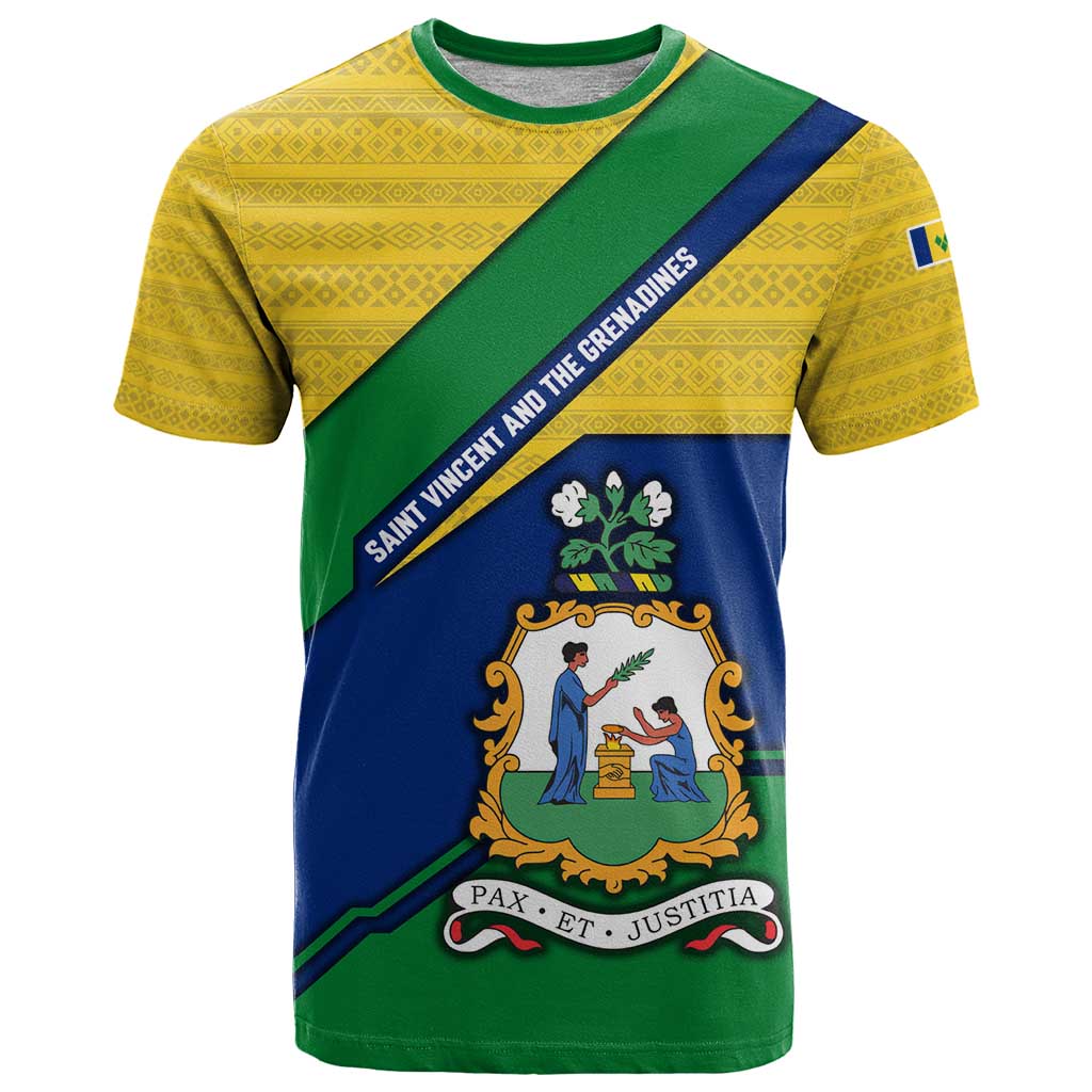 Saint Vincent and the Grenadines Flag T-Shirt Coat of Arms and National Colors Graphic Tee