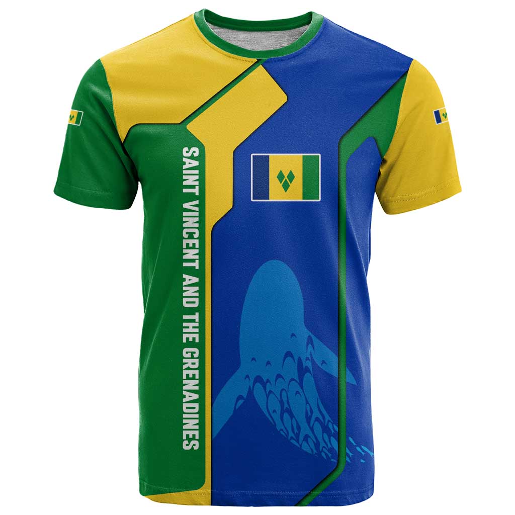 Saint Vincent and the Grenadines Flag Wave Map T-Shirt Caribbean Island Pride Pullover Graphic Tee