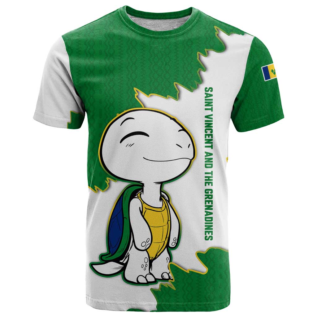 Saint Vincent and the Grenadines Turtle T-Shirt with Coat of Arms and Green Heritage Design Graphic Tee