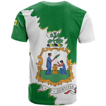 Saint Vincent and the Grenadines Turtle T-Shirt with Coat of Arms and Green Heritage Design Graphic Tee