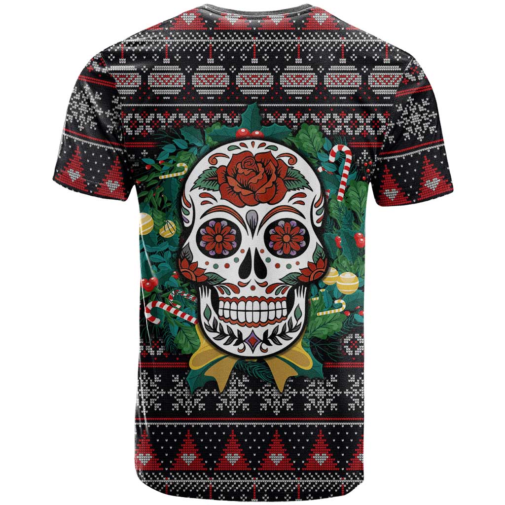 Skull Christmas T-Shirt Xmas Holiday Patterns Graphic Tee