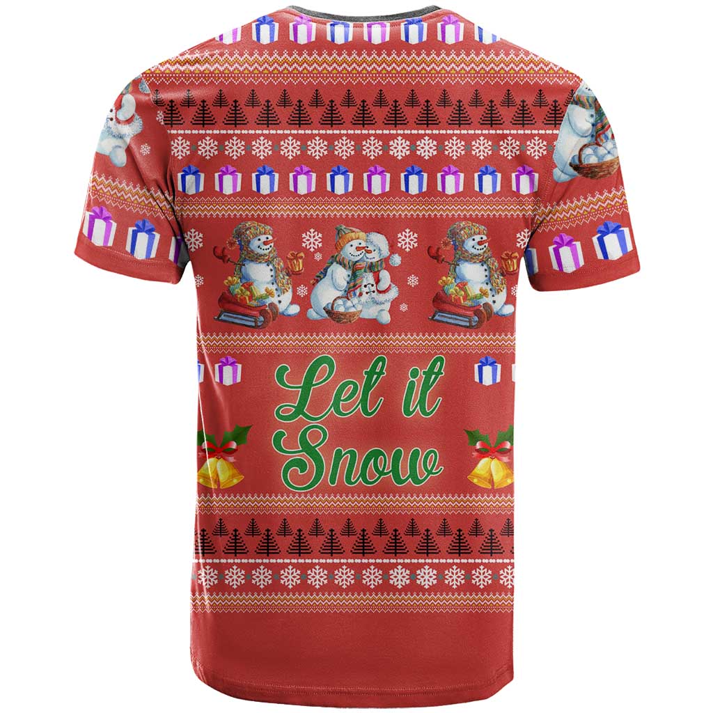 Snowman Let It Snow Christmas T-Shirt Xmas Holiday Patterns Graphic Tee