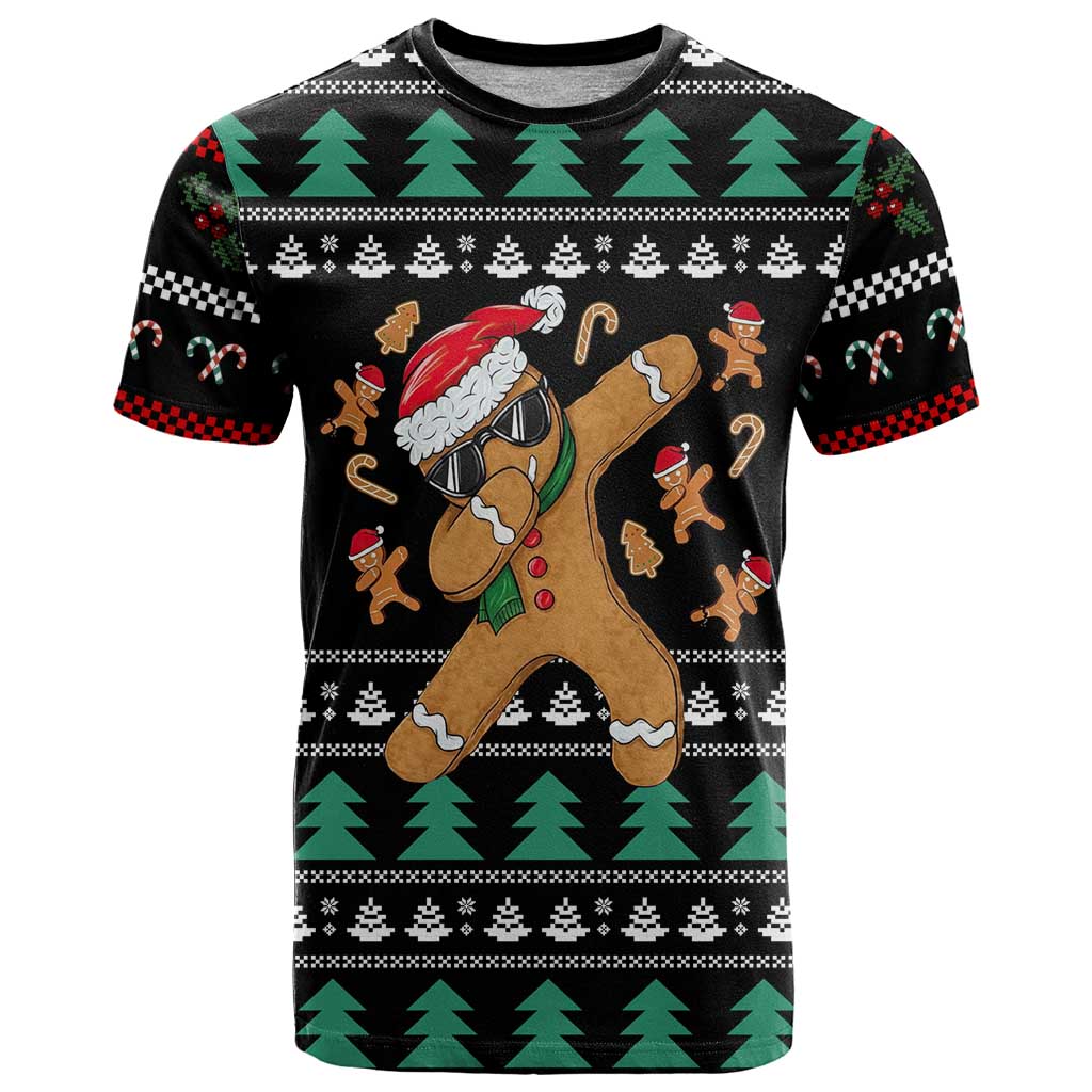 Funny Dabbing Gingerbread Holiday Party Jumper T-Shirt Xmas Holiday Patterns Graphic Tee