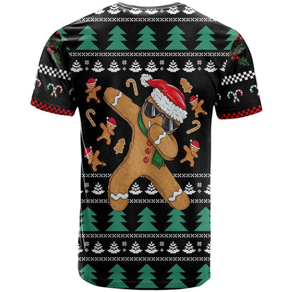 Funny Dabbing Gingerbread Holiday Party Jumper T-Shirt Xmas Holiday Patterns Graphic Tee