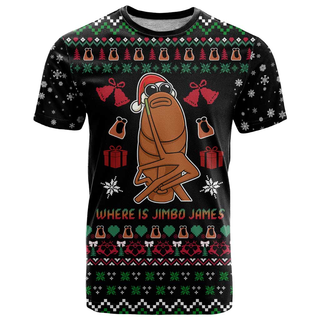 Where Is Jimbo James Marcus The Worm T-Shirt Xmas Holiday Patterns Graphic Tee