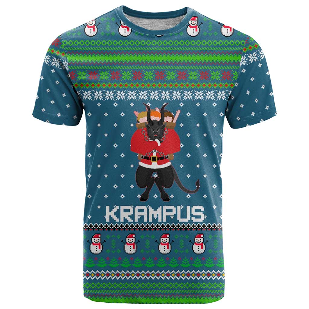 Merry Krampus Christmas T-Shirt Xmas Holiday Patterns Graphic Tee