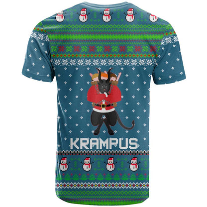 Merry Krampus Christmas T-Shirt Xmas Holiday Patterns Graphic Tee