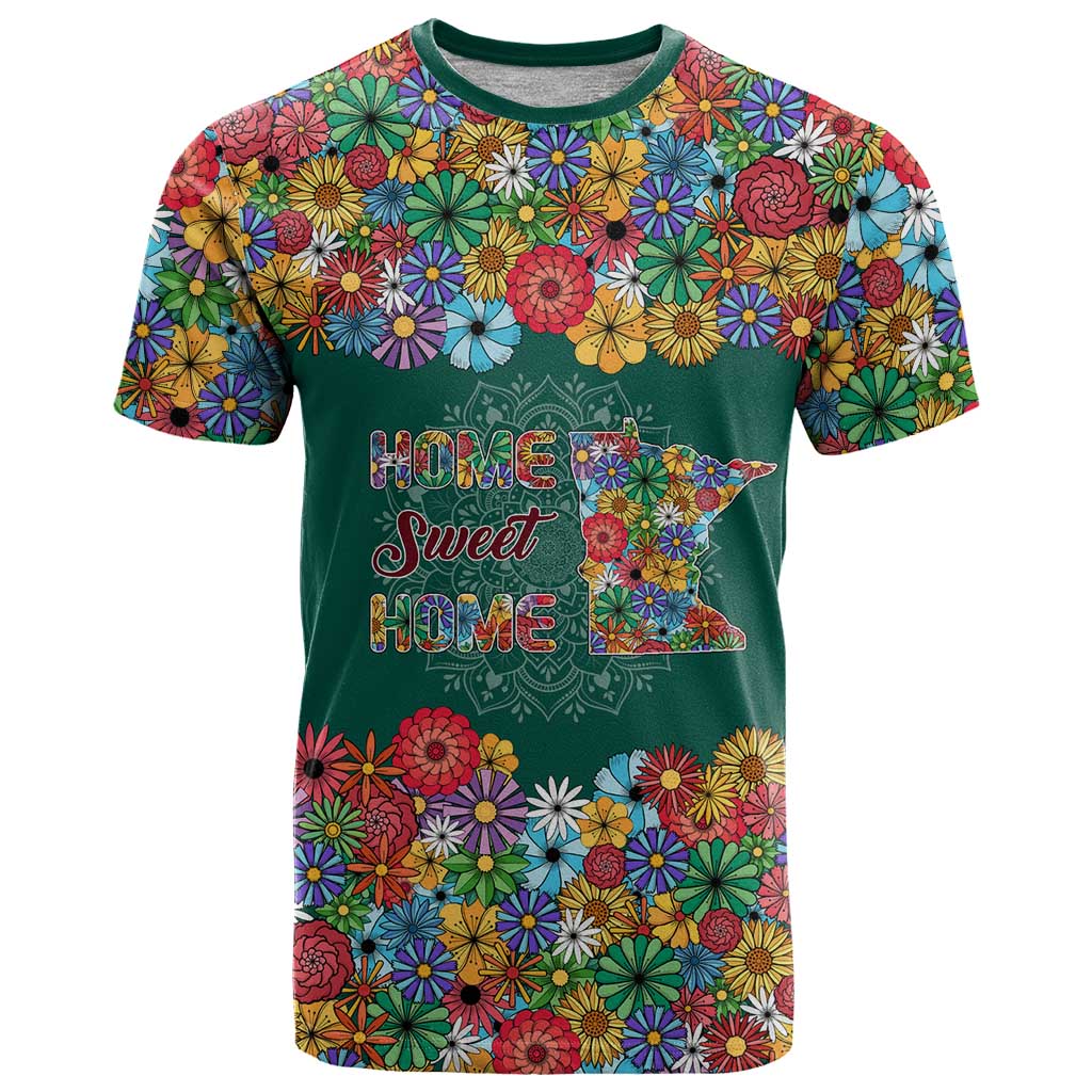 Home Sweet Home Minnesota Flower Xmas Christmas T-Shirt Xmas Holiday Patterns Graphic Tee