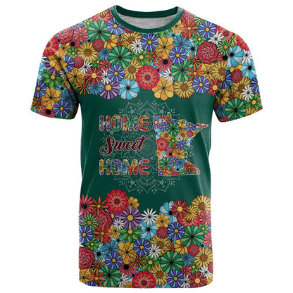 Home Sweet Home Minnesota Flower Xmas Christmas T-Shirt Xmas Holiday Patterns Graphic Tee