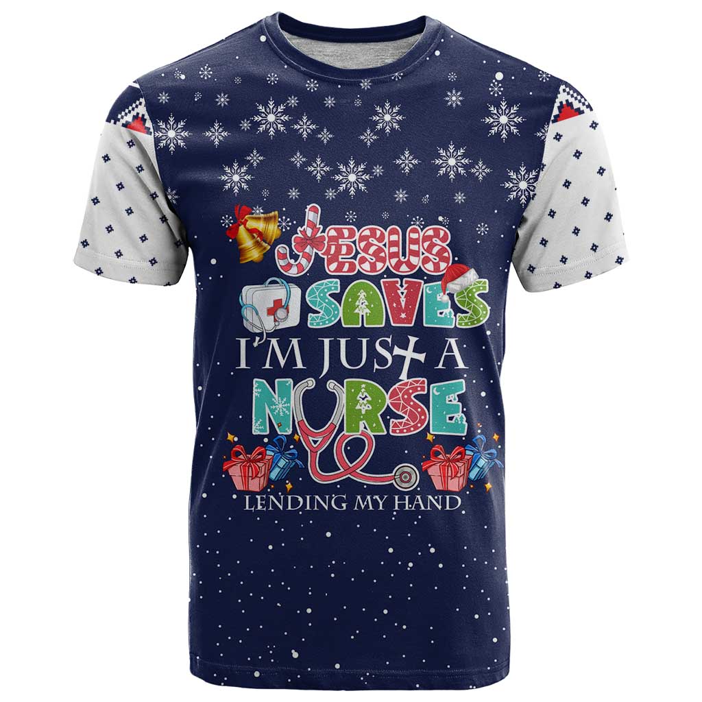Nurse Life Jesus Christmas T-Shirt Xmas Holiday Patterns Graphic Tee