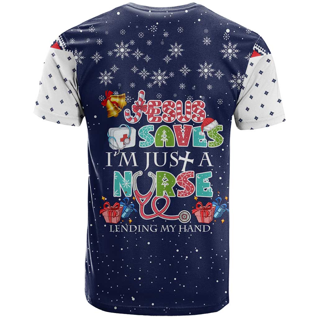 Nurse Life Jesus Christmas T-Shirt Xmas Holiday Patterns Graphic Tee