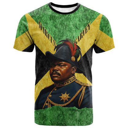 Marcus Garvey T-Shirt Jamaican Flag Theme African Fist Civil Rights Symbol Pan African Tribute Design Graphic Tee