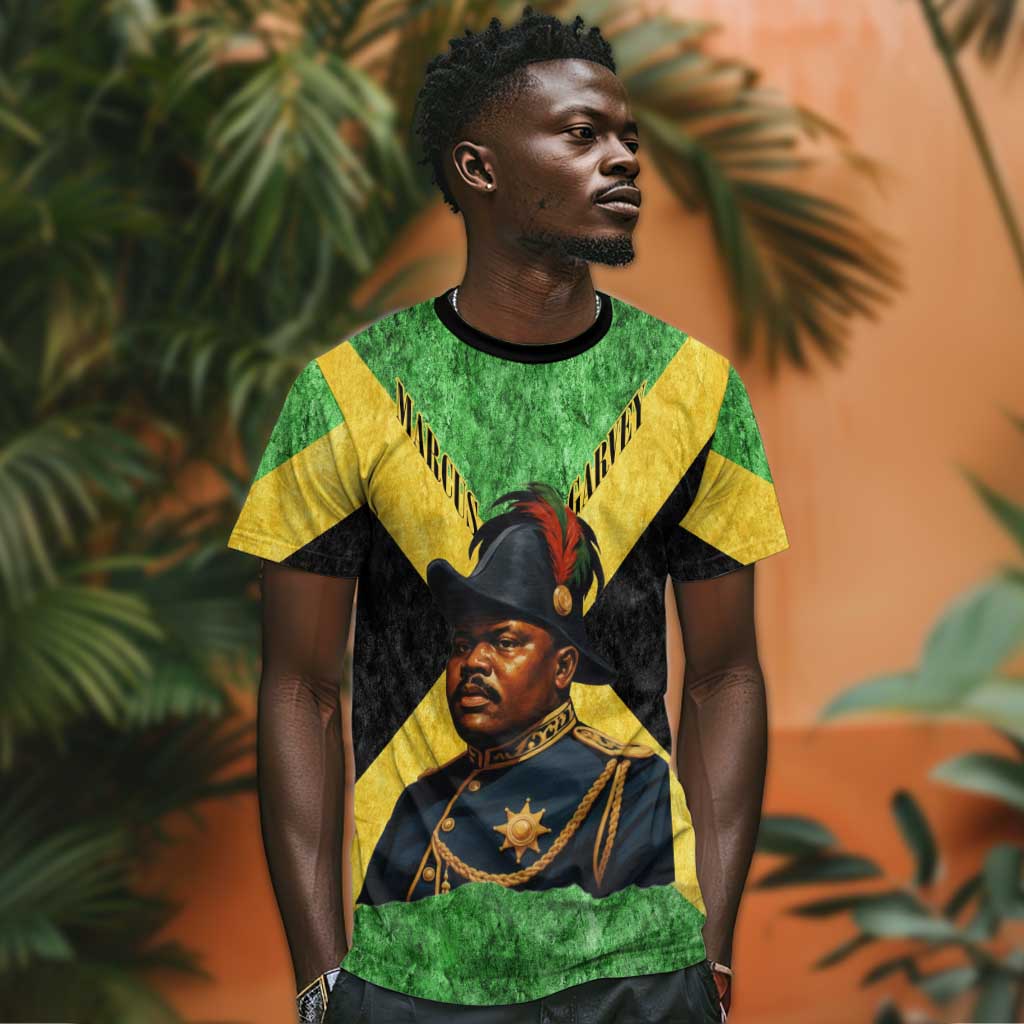Marcus Garvey T-Shirt Jamaican Flag Theme African Fist Civil Rights Symbol Pan African Tribute Design Graphic Tee