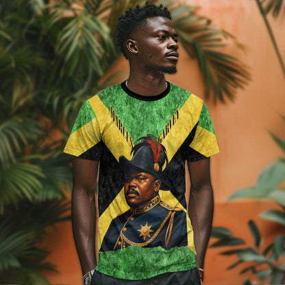 Marcus Garvey T-Shirt Jamaican Flag Theme African Fist Civil Rights Symbol Pan African Tribute Design Graphic Tee