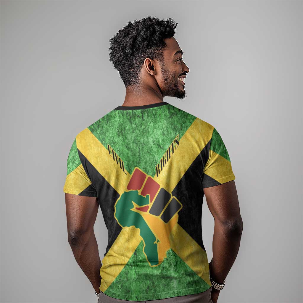 Marcus Garvey T-Shirt Jamaican Flag Theme African Fist Civil Rights Symbol Pan African Tribute Design Graphic Tee
